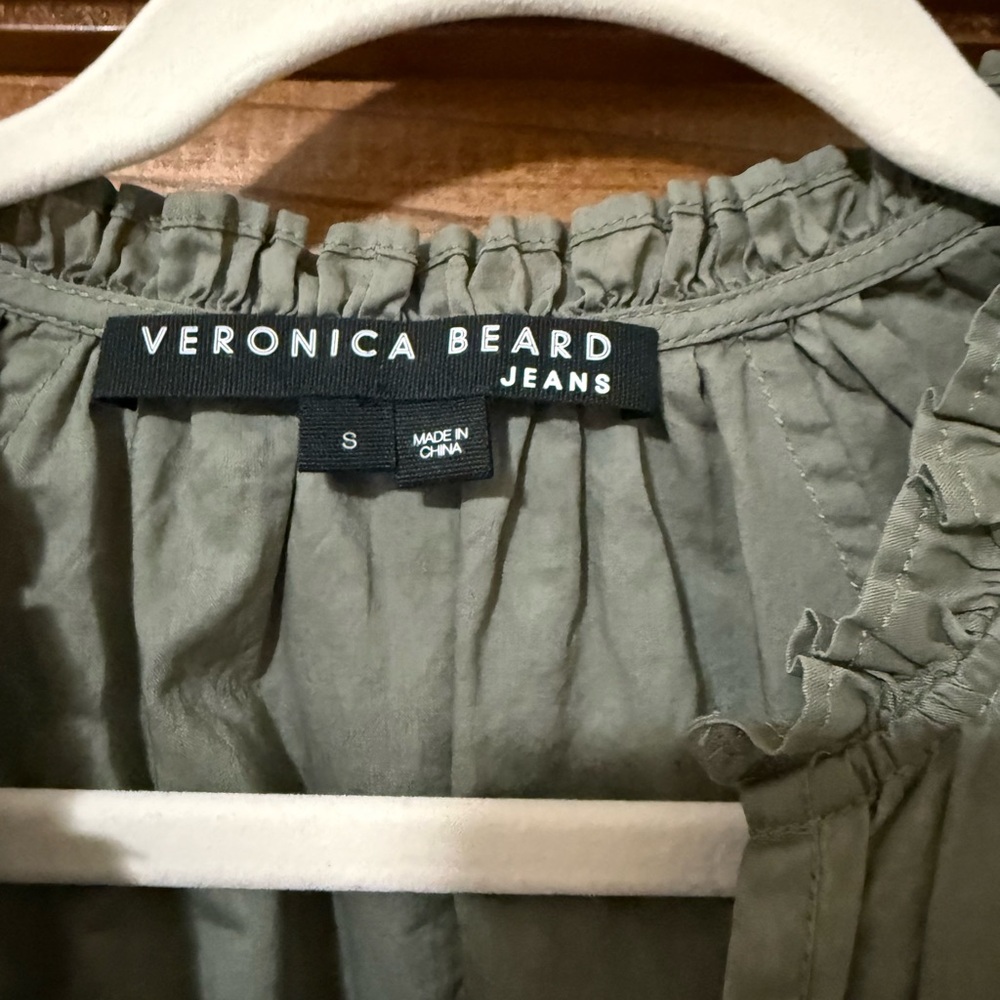 Veronica Beard Green Flutter Sleeve Blouse - image 2
